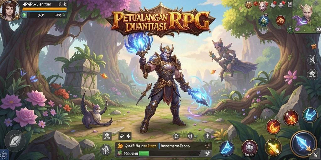 Tangkapan layar menampilkan aksi yang mendebarkan dalam gameplay RPG 4P4P.