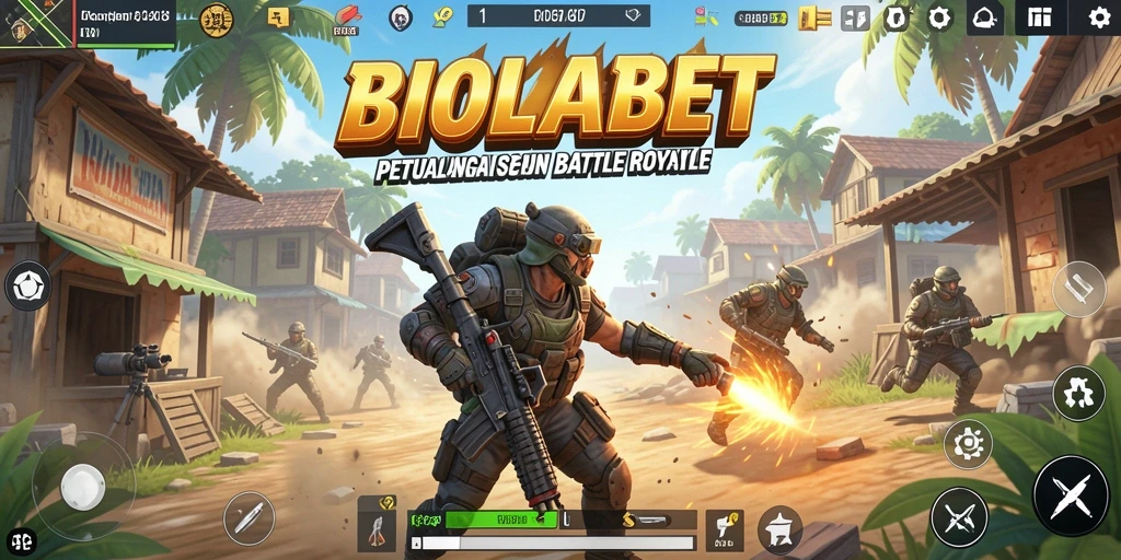 Tampilan gameplay seru di BIOLABET, menampilkan aksi Battle Royale yang intens.