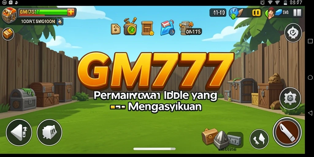Tangkapan layar gameplay utama GM777 yang menampilkan suasana Idle yang menghibur.