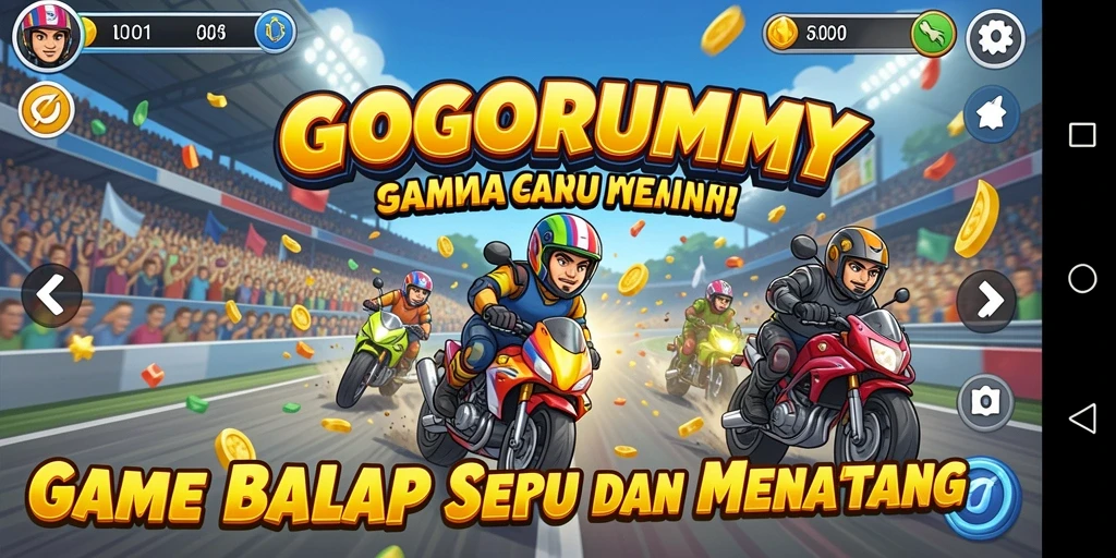 Screenshot dari gameplay balap di GOGORUMMY.