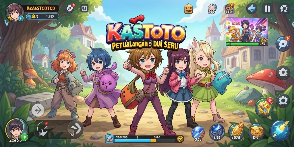 Tampilan gameplay KASTOTO dengan karakter anime yang menawan.