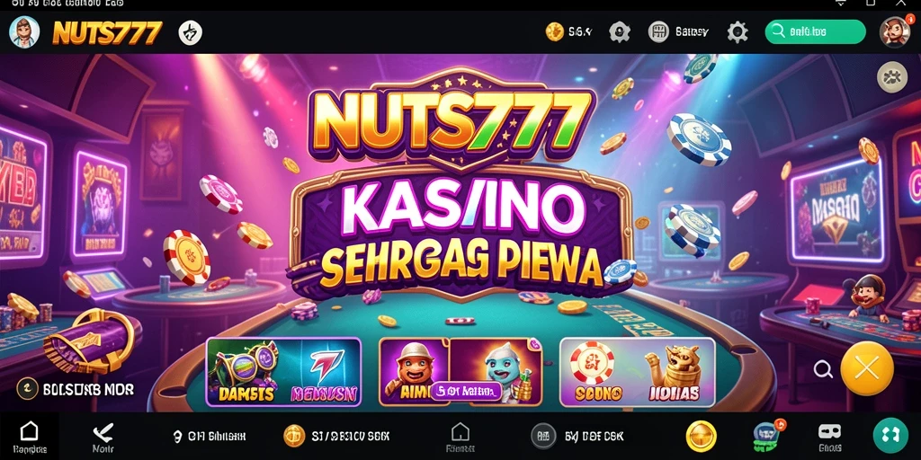Screenshot gameplay NUTS777 menampilkan suasana kasino yang meriah.